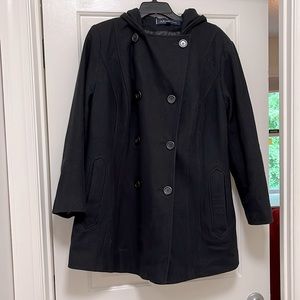 Anne Klein Wool pea coat with hood and lining